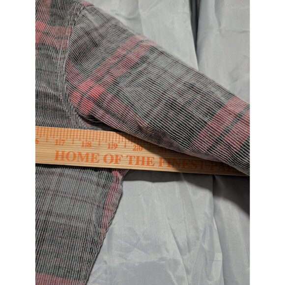 Woolrich Plaid Button Shirt Green Red Brushed Cotton Stripe Flannel Women Size L - Picture 4 of 7